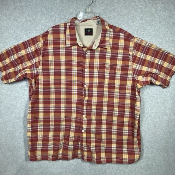 Wrangler Authentic Shirt Mens 3X-LG Red Orange Button Short Sleeve Plaid Western - Picture 1 of 11